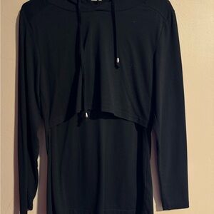 Women's Black Hoodie Top Breastfeeding capable